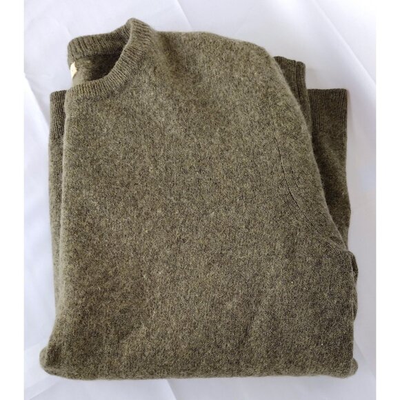WoolOvers Olive Green 100% Lambswool Crewneck Sweater Size L - Picture 4 of 7